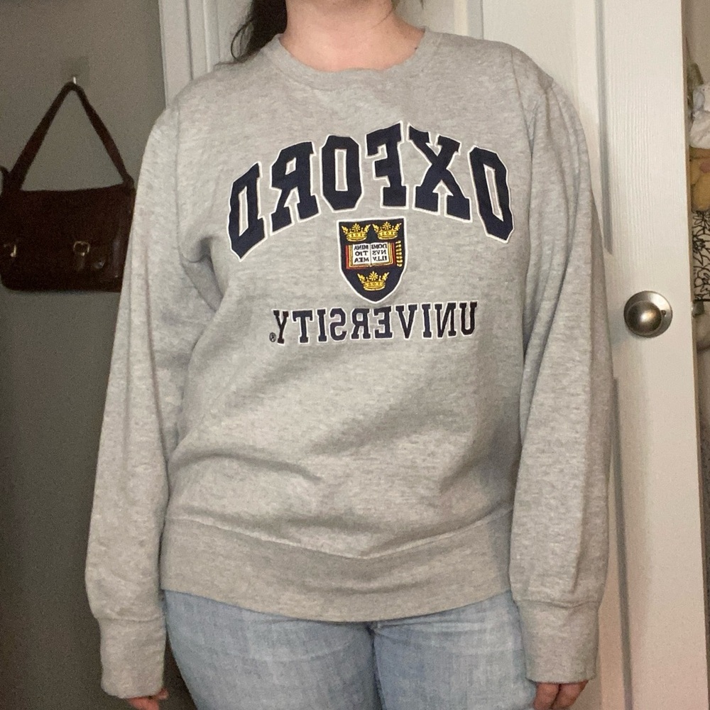 The Comfiest Academia Downtown Girl Genuine Oxford University Crewneck Sweater